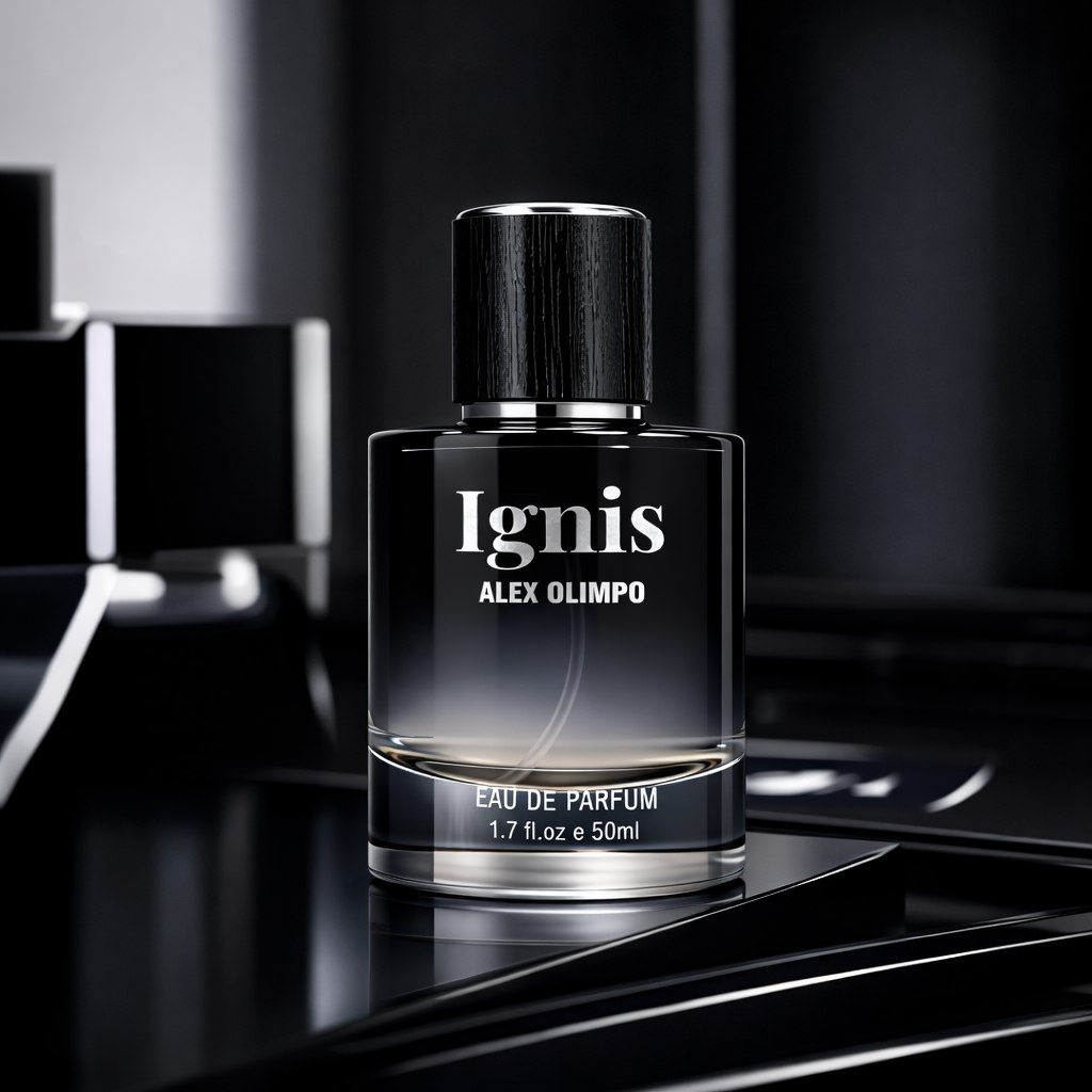 Ignis Eau de Parfum 50 ml — flacon negro con detalles plateados